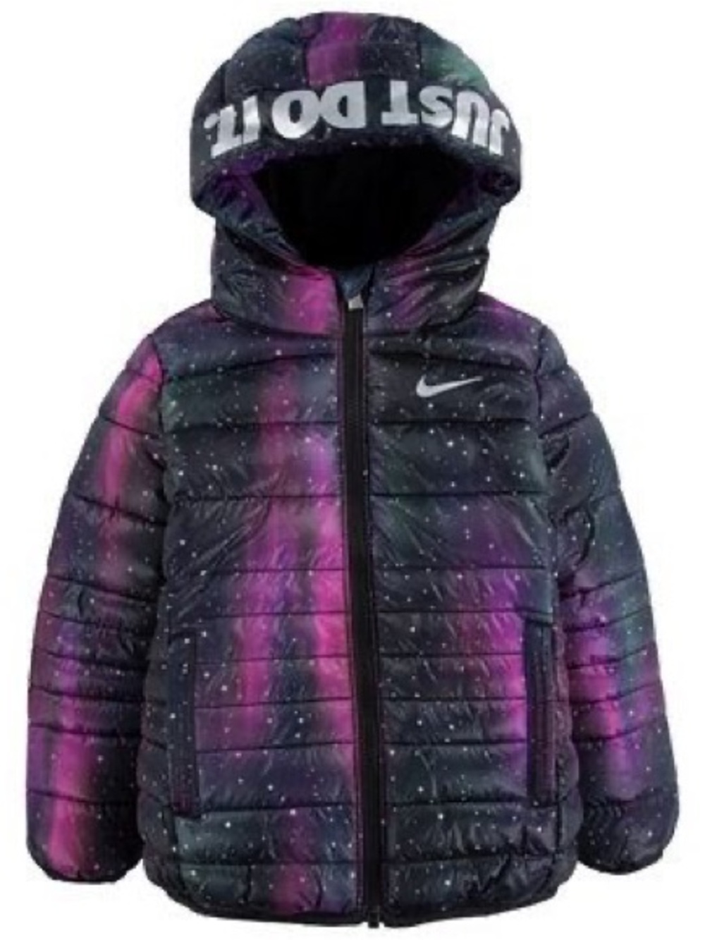 Toddler Nike "Just Do It" Galaxy Print Puffer Jacket Size 2T
